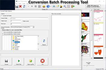Embroidery File Converter Batch Processing Screen