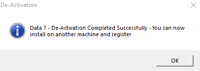 Deactivation complete message